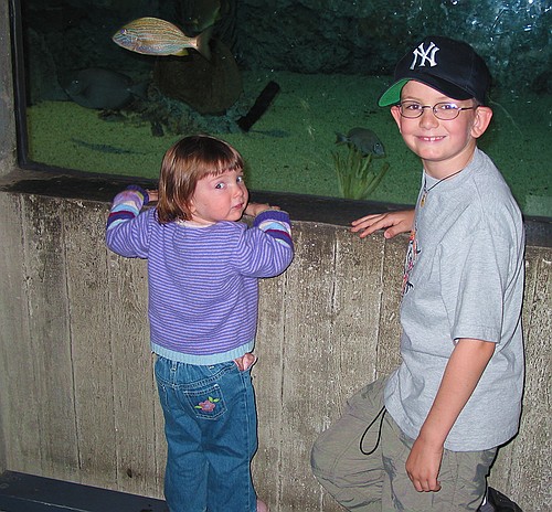 Joe and Jay in the aquarium in Baltimore