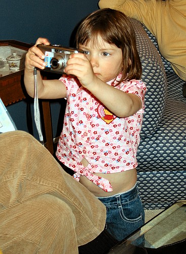 Jay snaps a picture with Aunt Linda's camera