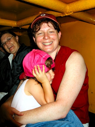 Jay tries to hide while Linda protects her on the descent into the coal mine