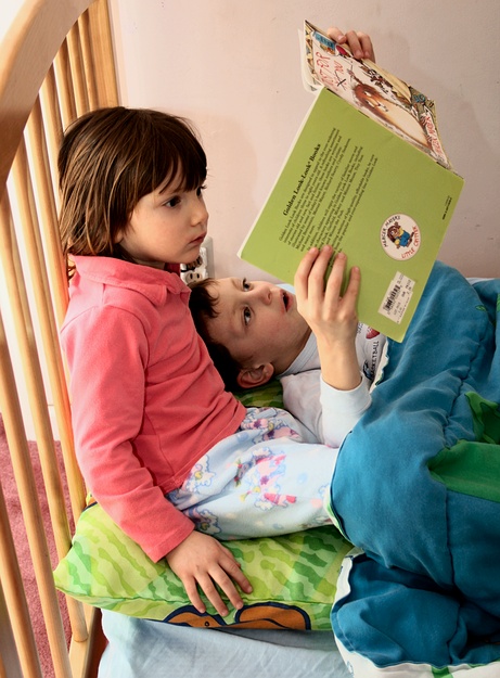 Jennifer reading to Jay