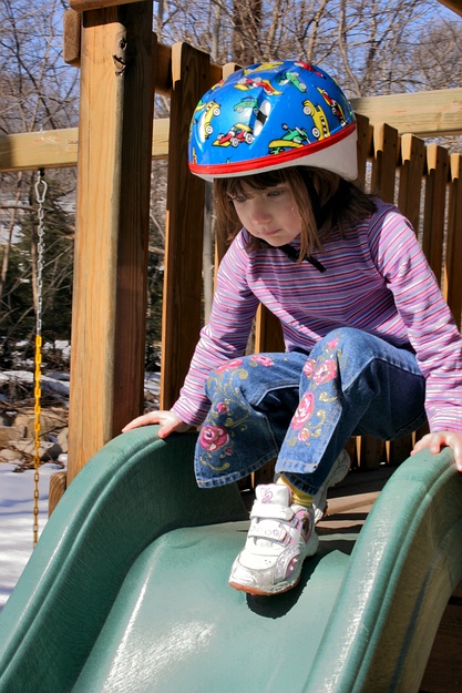 Jay contemplates the slide