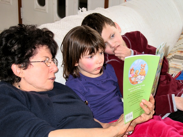 Grandma reads to Jennifer and Jay
