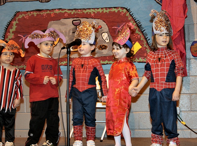 Jay and her class's Purim show