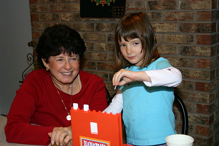 Grandma helps Jay play Hangman